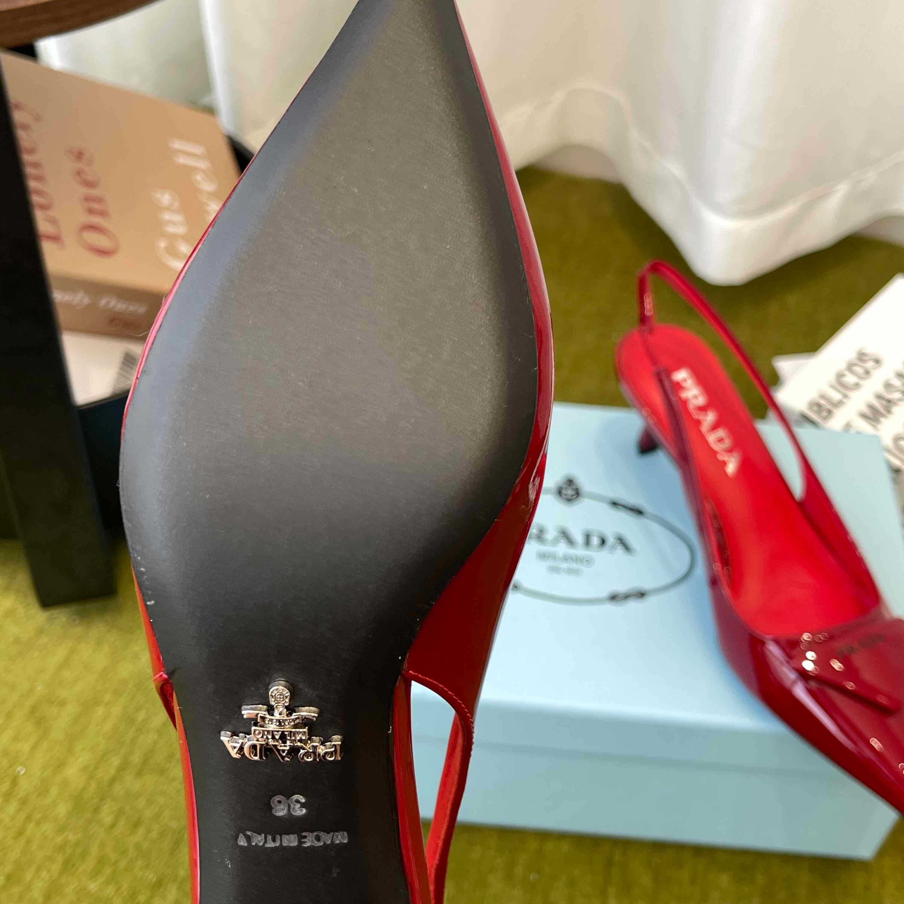 Prada Patent Leather Slingback Pumps - DopestKickz