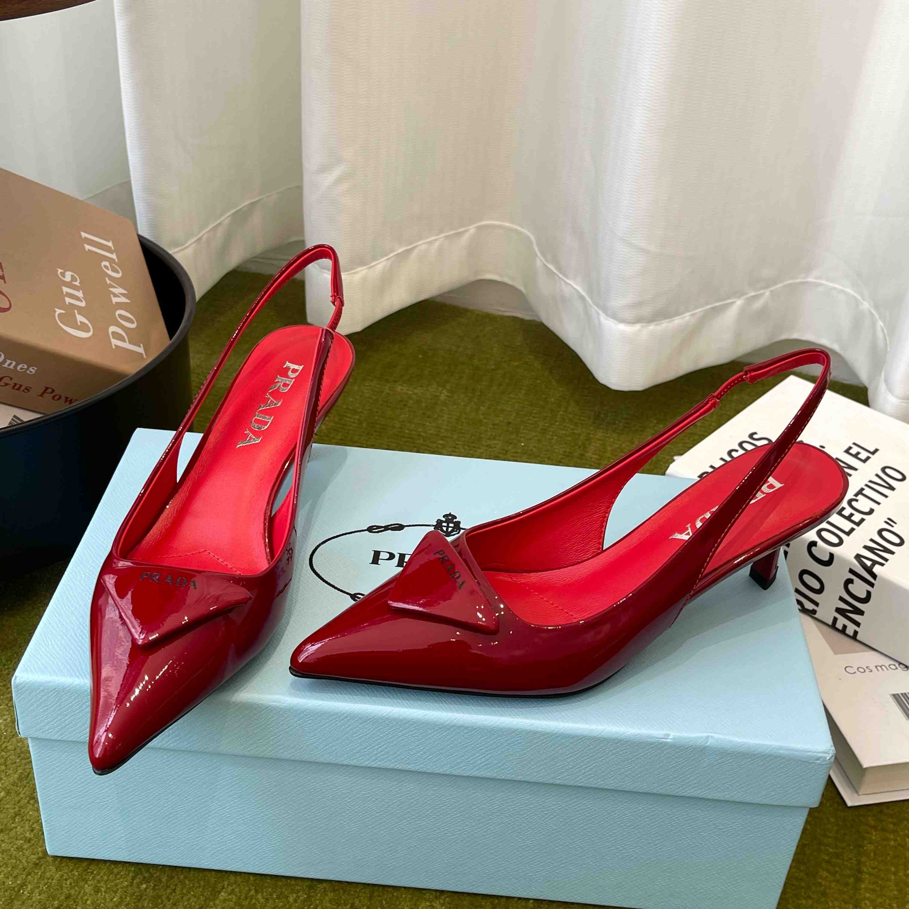 Prada Patent Leather Slingback Pumps - DopestKickz