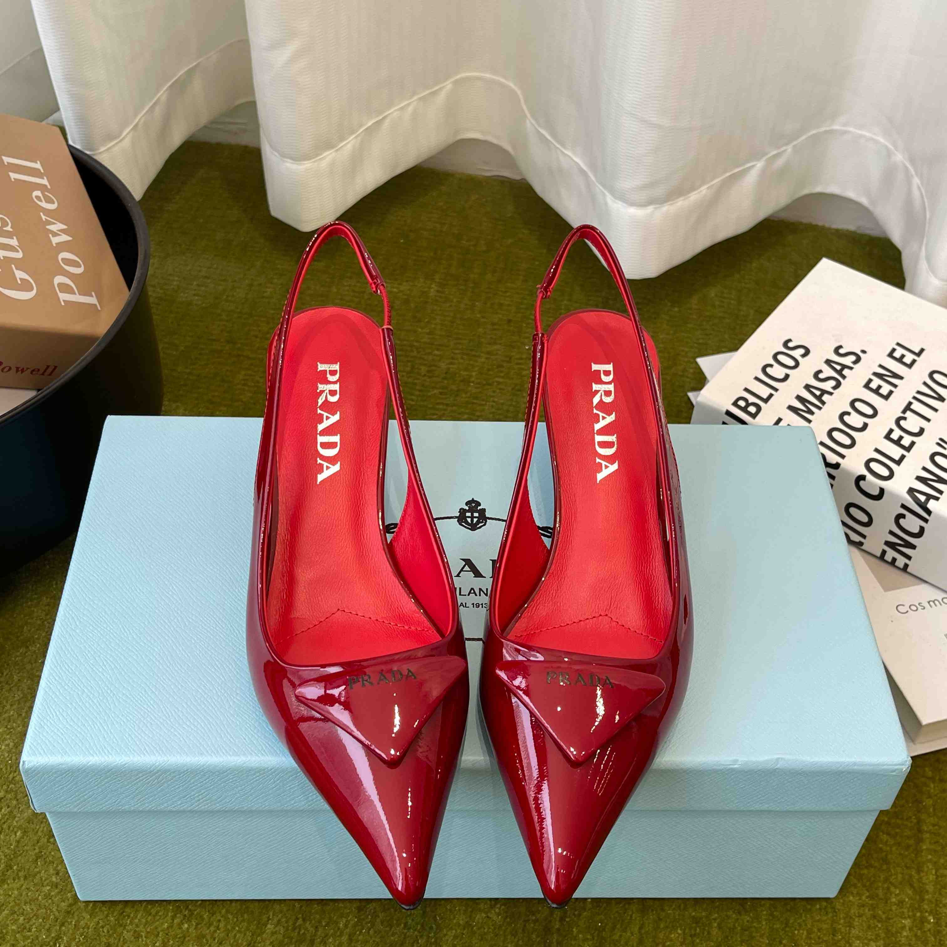 Prada Patent Leather Slingback Pumps - DopestKickz