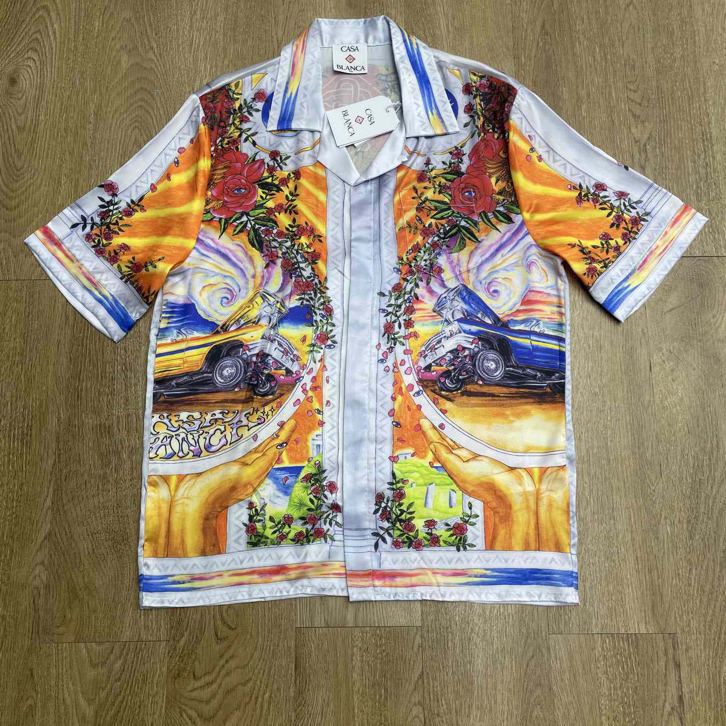 Casablanca La Tornade De Rose Short Sleeve Silk Shirt CA3542 - DopestKickz