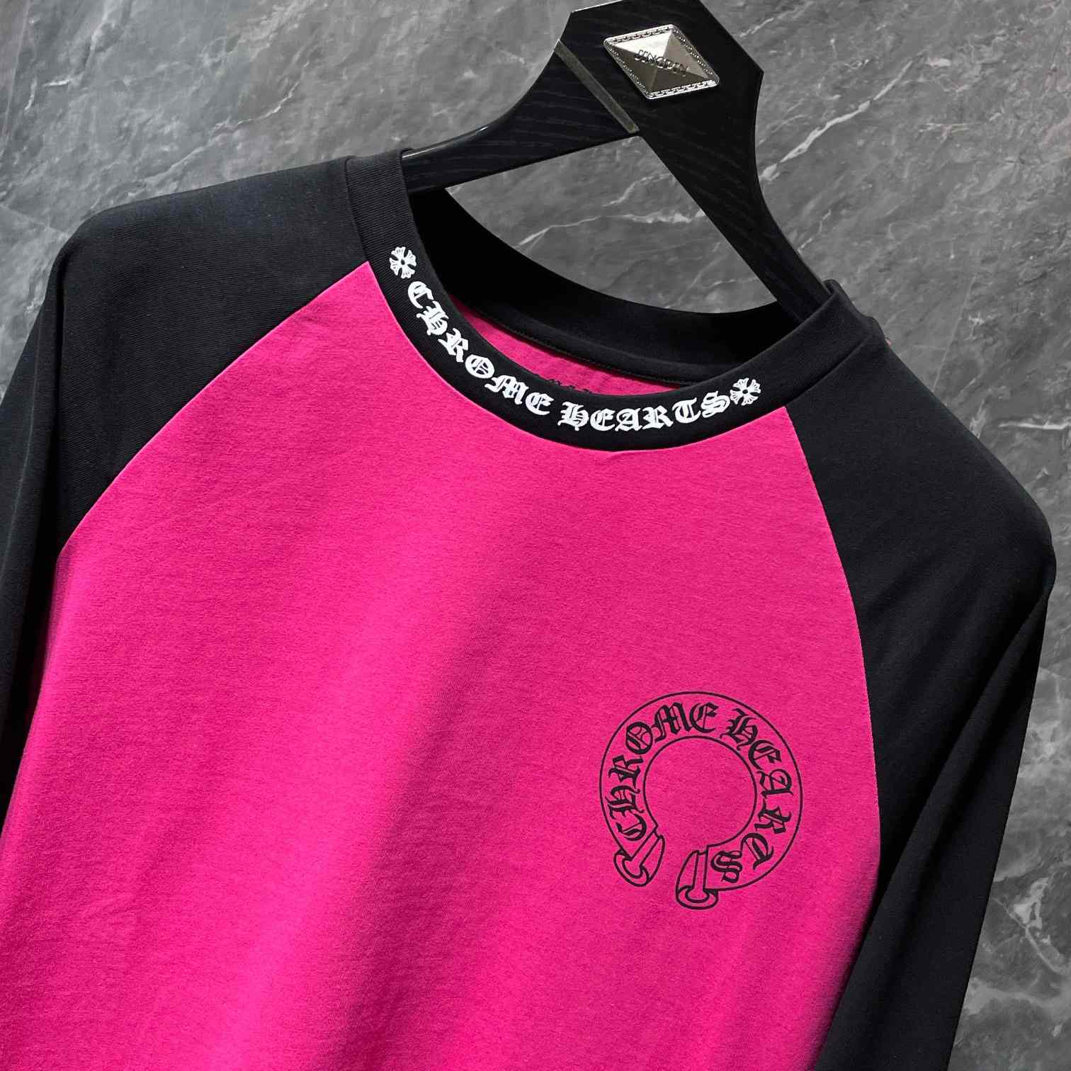 Chrome Hearts  Pink And Black Baseball Tee - DopestKickz