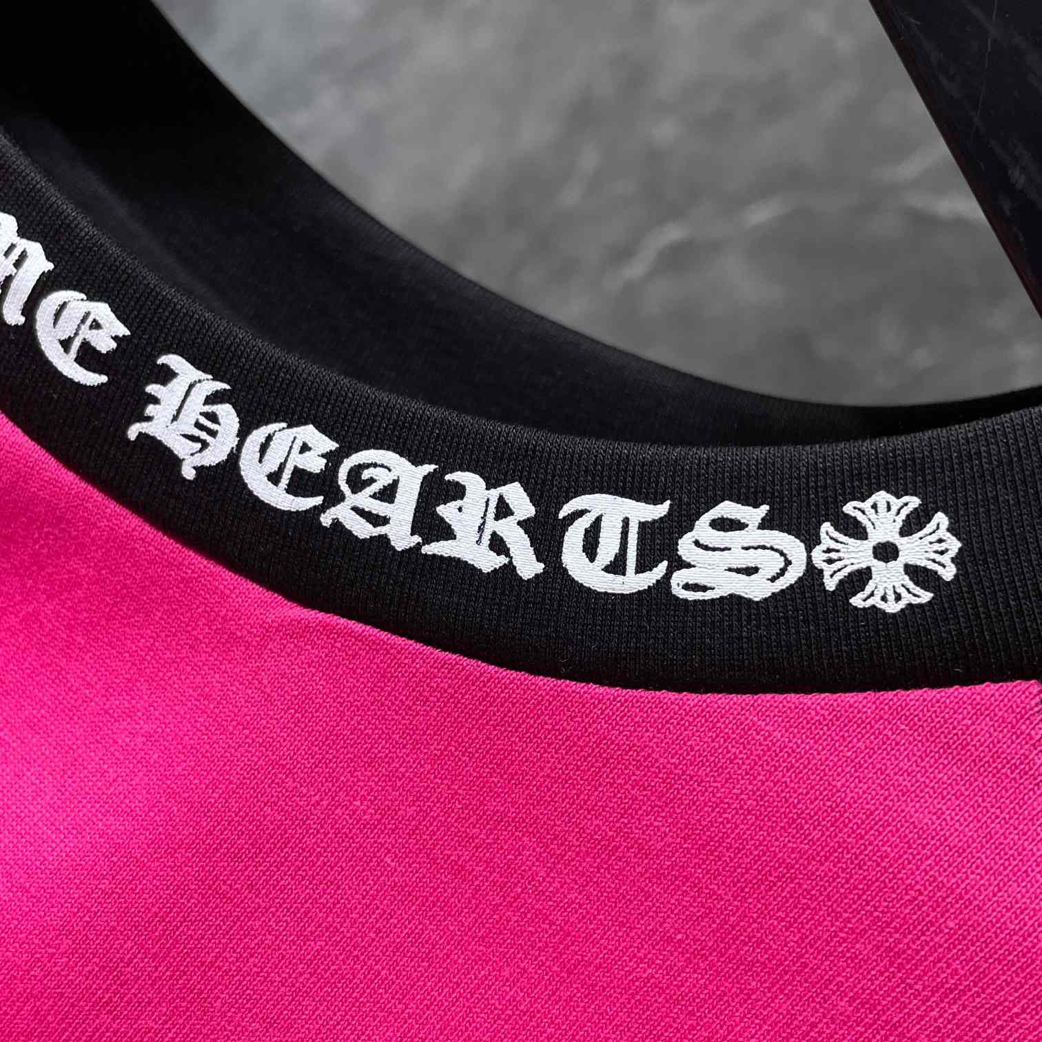 Chrome Hearts  Pink And Black Baseball Tee - DopestKickz