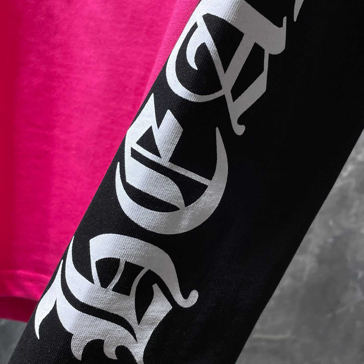 Chrome Hearts  Pink And Black Baseball Tee - DopestKickz