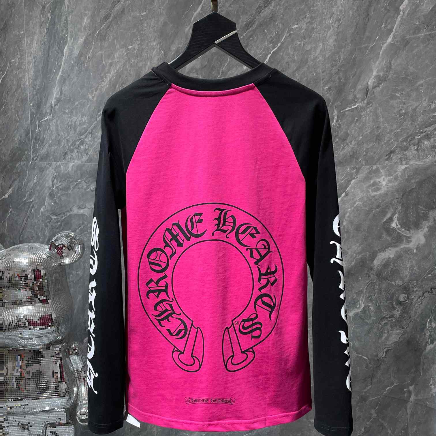 Chrome Hearts  Pink And Black Baseball Tee - DopestKickz