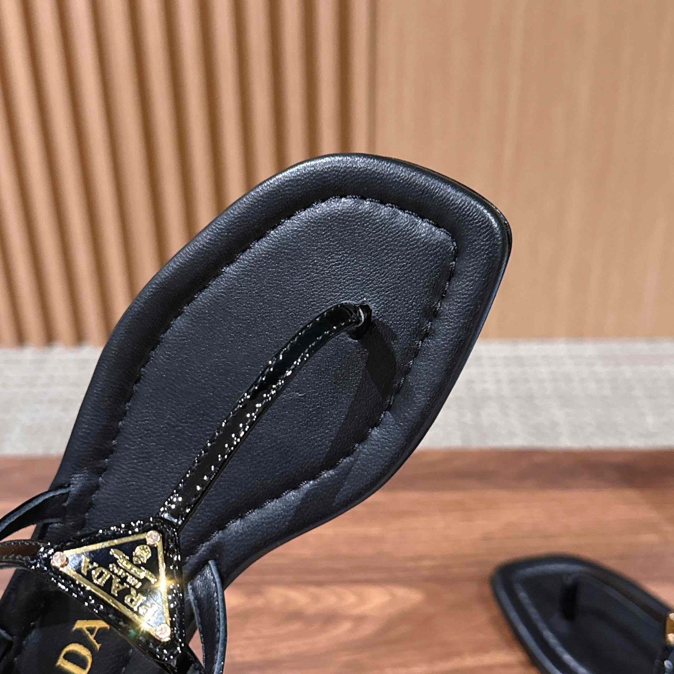 Prada Patent Leather Thong Sandals - DopestKickz