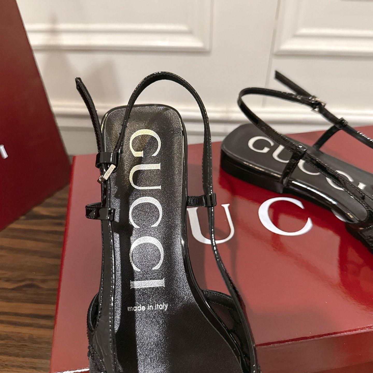 Gucci Suede Mesh Crystal GG Monogram Slingback Ballet Flats - DopestKickz