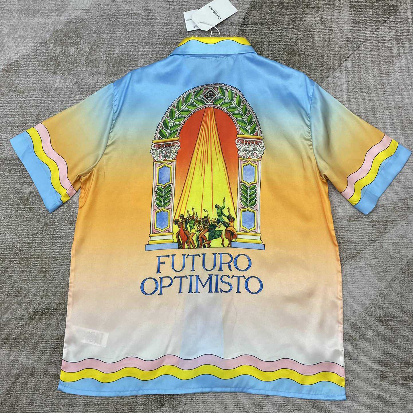 Casablanca Cuban Collar Short-Sleeve Shirt 'White/Yellow' CA3308 - DopestKickz