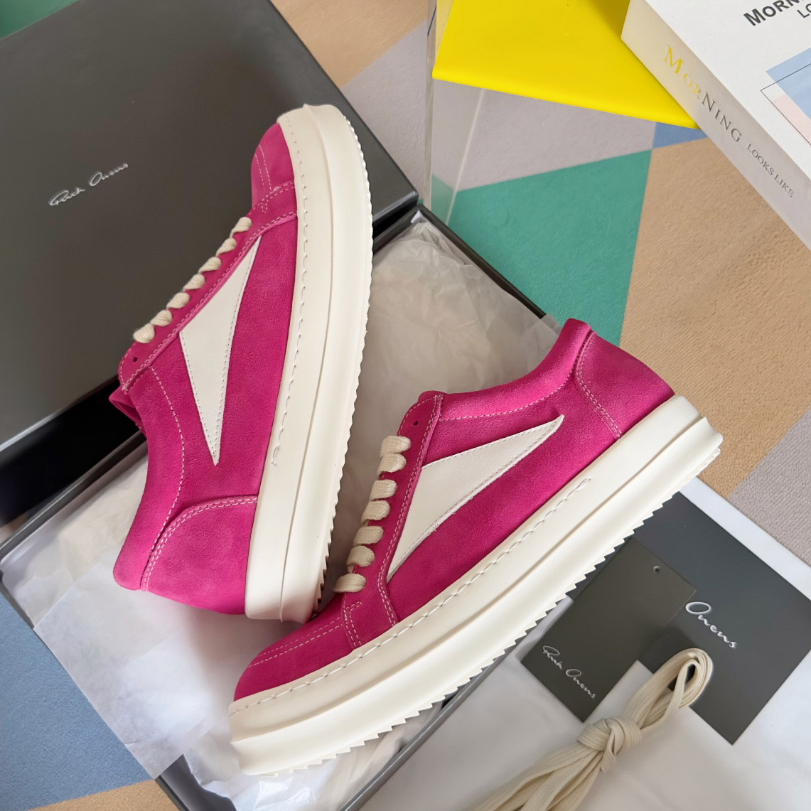 Rick Owens Wmns EDFU Suede Leather Vintage Low 'Hot Pink' - DopestKickz