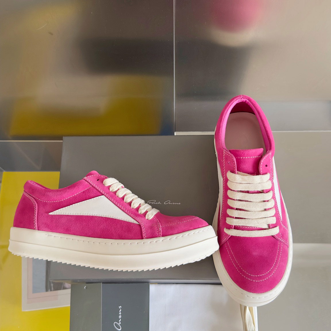 Rick Owens Wmns EDFU Suede Leather Vintage Low 'Hot Pink' - DopestKickz