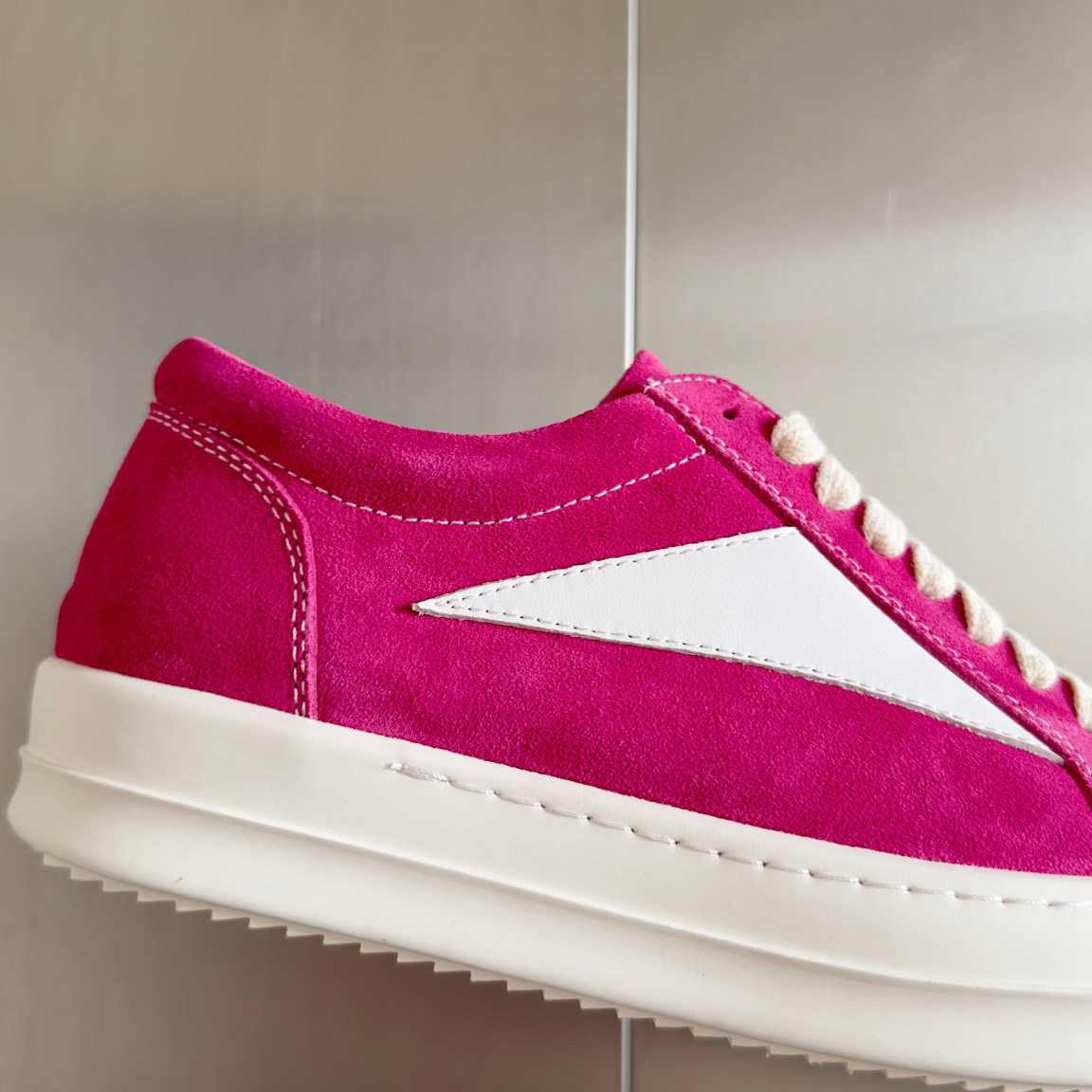 Rick Owens Wmns EDFU Suede Leather Vintage Low 'Hot Pink' - DopestKickz