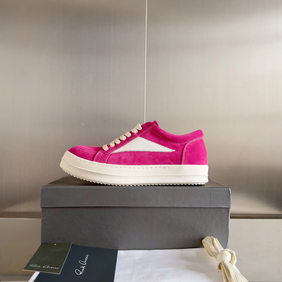 Rick Owens Wmns EDFU Suede Leather Vintage Low 'Hot Pink' - DopestKickz