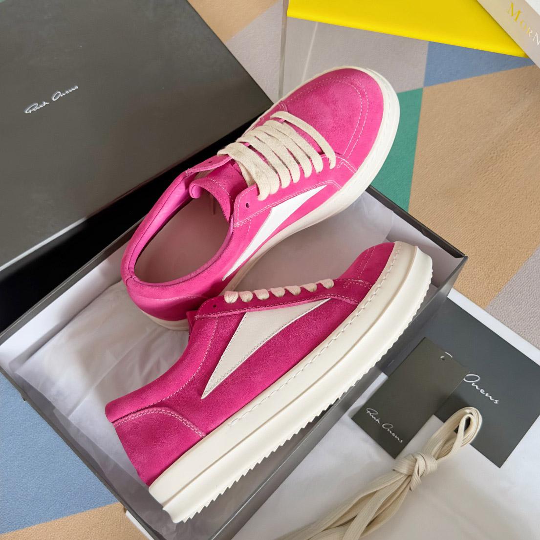 Rick Owens Wmns EDFU Suede Leather Vintage Low 'Hot Pink' - DopestKickz