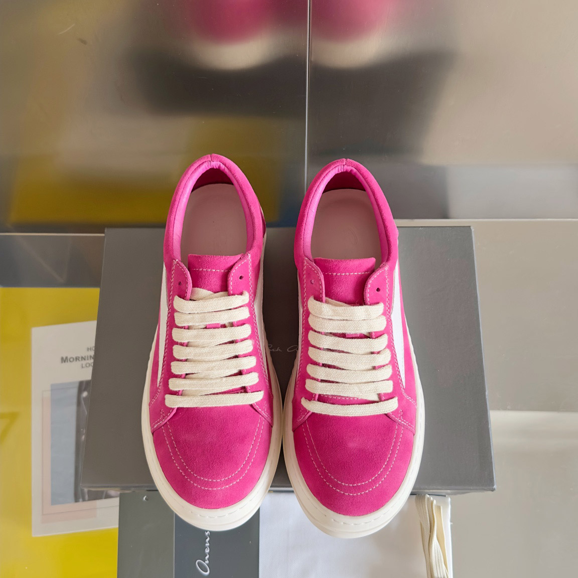 Rick Owens Wmns EDFU Suede Leather Vintage Low 'Hot Pink' - DopestKickz