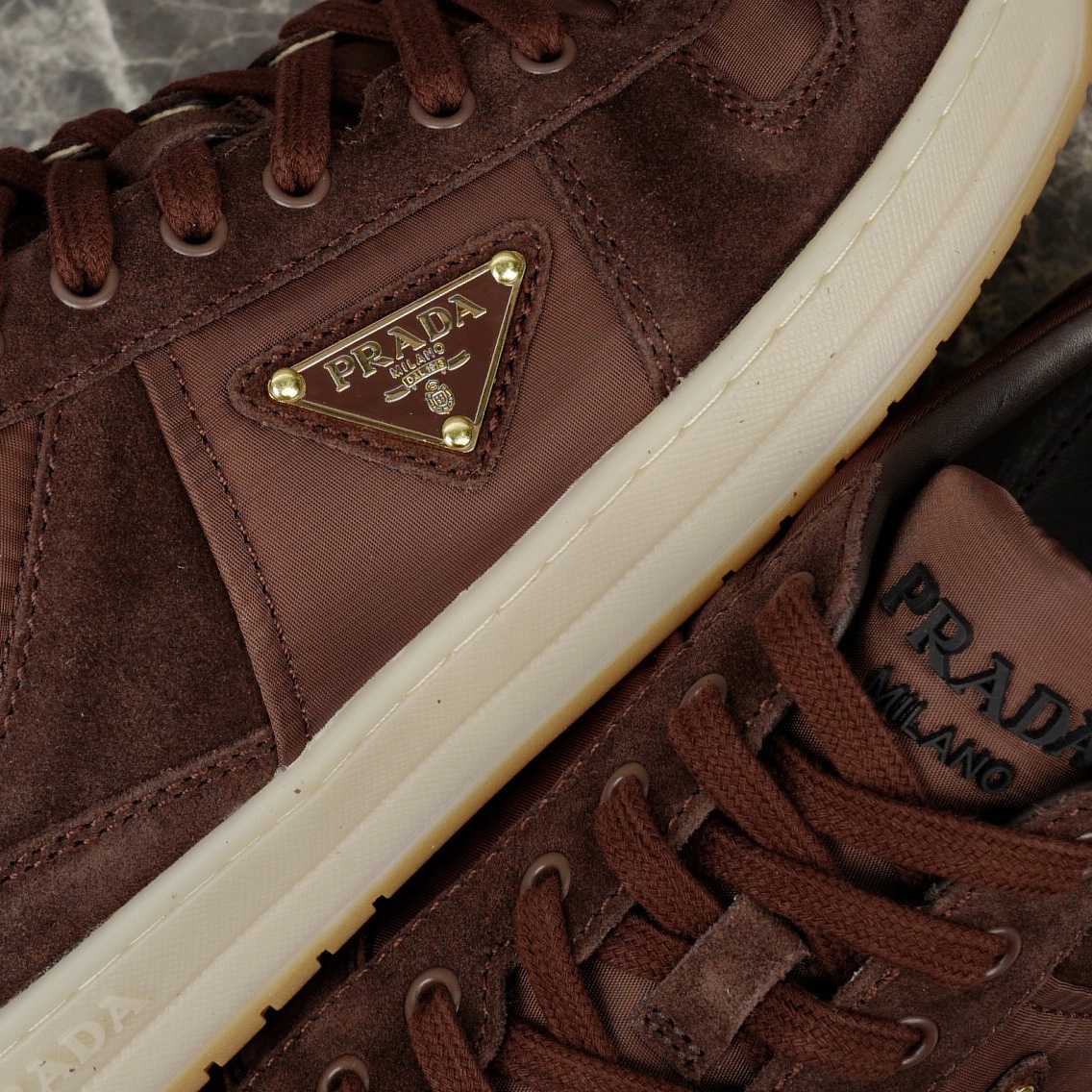 Prada Downtown Re-Nylon And Suede Sneakers - DopestKickz