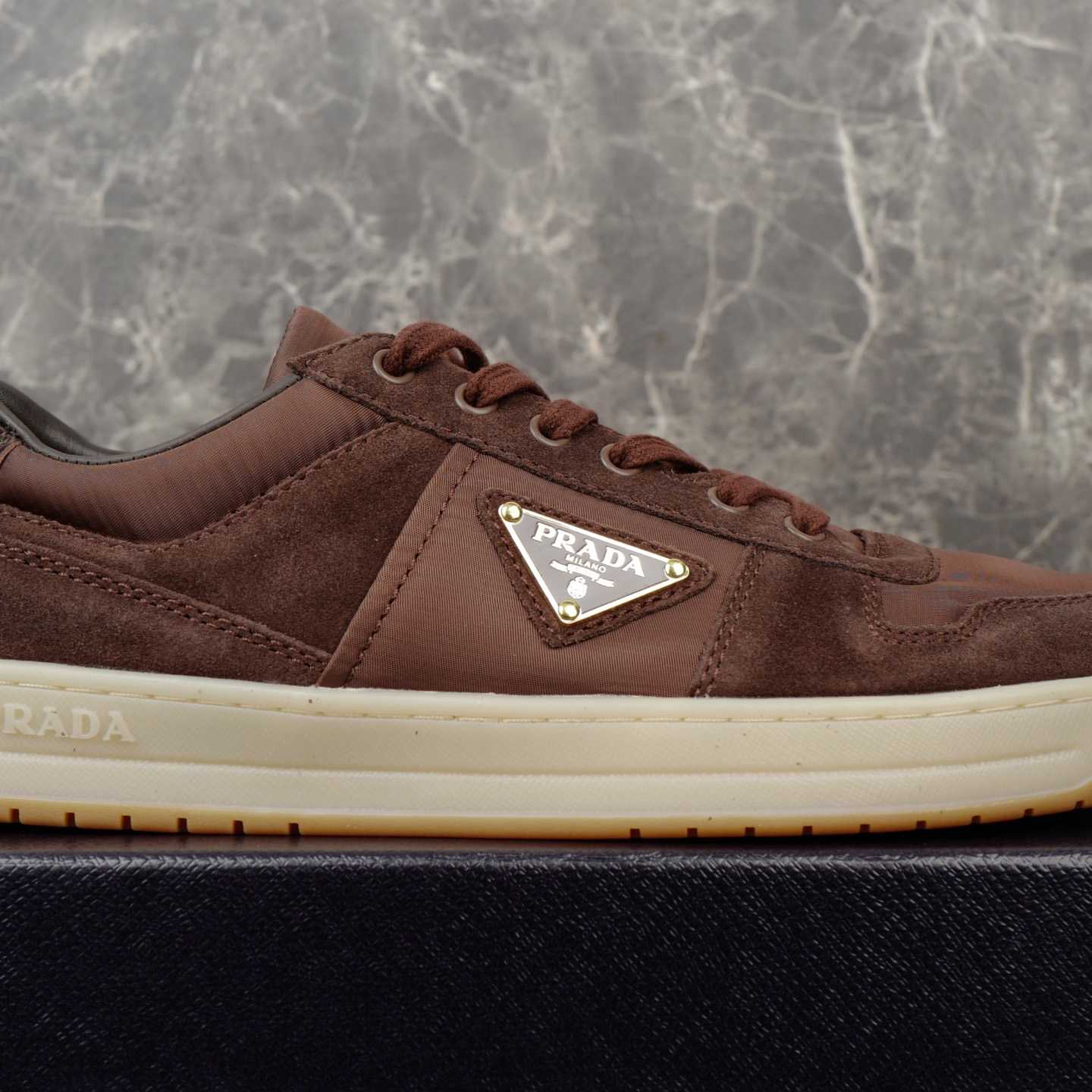 Prada Downtown Re-Nylon And Suede Sneakers - DopestKickz