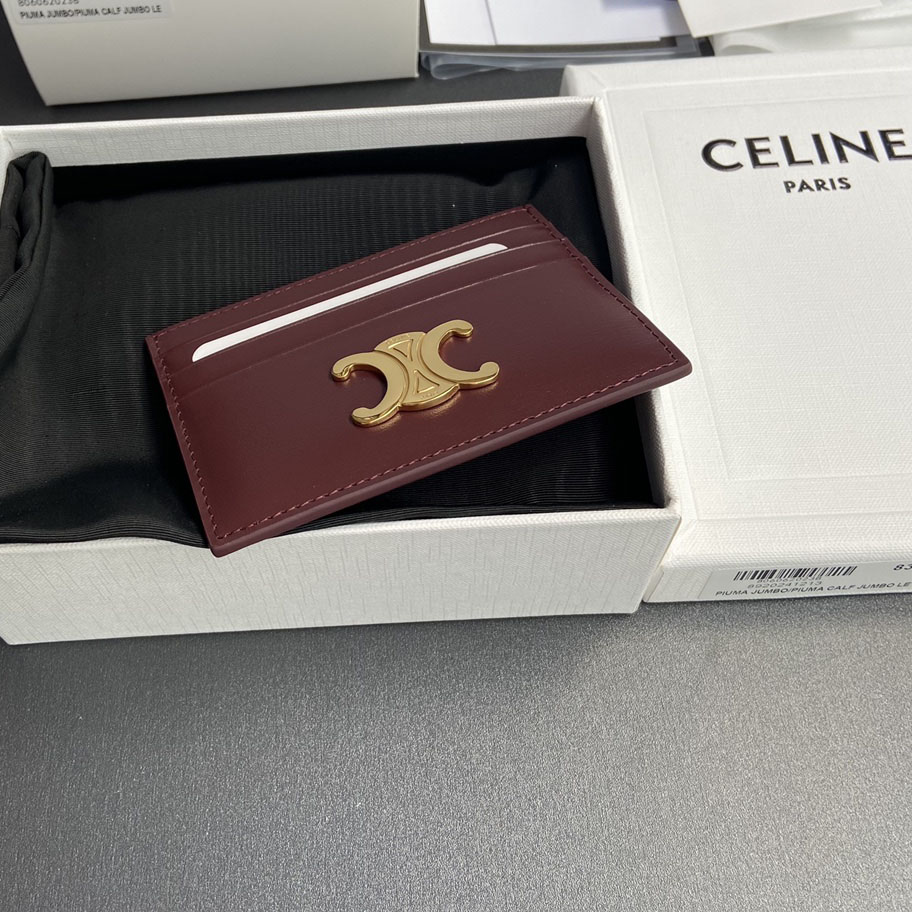 Celine Card Holder Triomphe In Shiny Calfskin  - DopestKickz