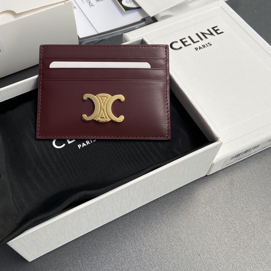 Celine Card Holder Triomphe In Shiny Calfskin  - DopestKickz