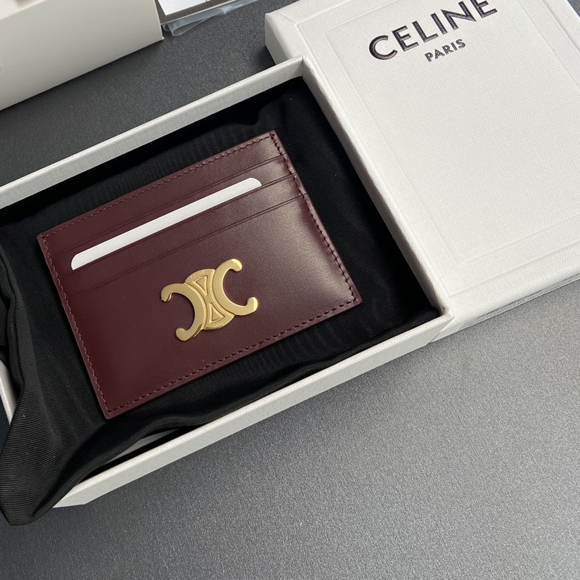 Celine Card Holder Triomphe In Shiny Calfskin  - DopestKickz
