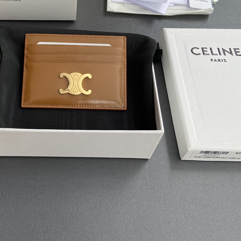 Celine Card Holder Triomphe In Shiny Calfskin  - DopestKickz