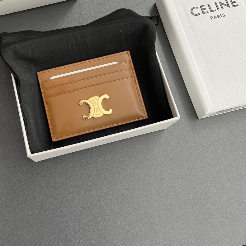 Celine Card Holder Triomphe In Shiny Calfskin  - DopestKickz