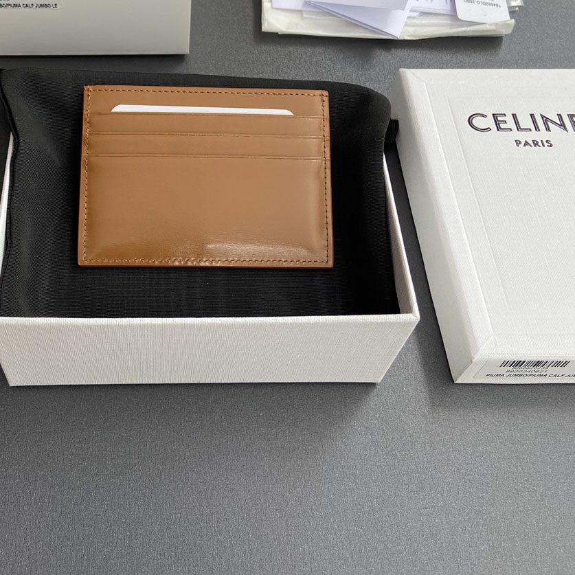 Celine Card Holder Triomphe In Shiny Calfskin  - DopestKickz