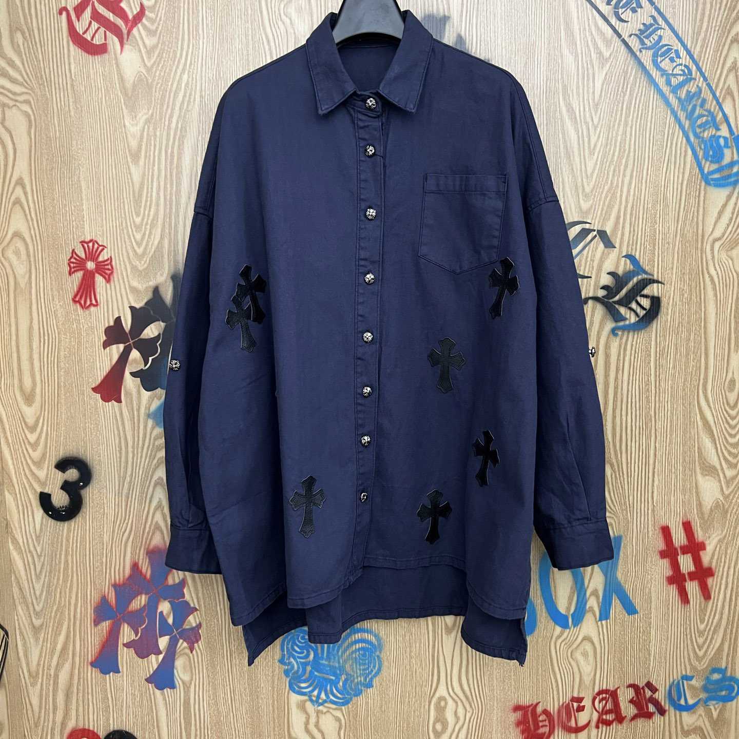 Chrome Hearts  Oversized Cross Patch Shirt - DopestKickz