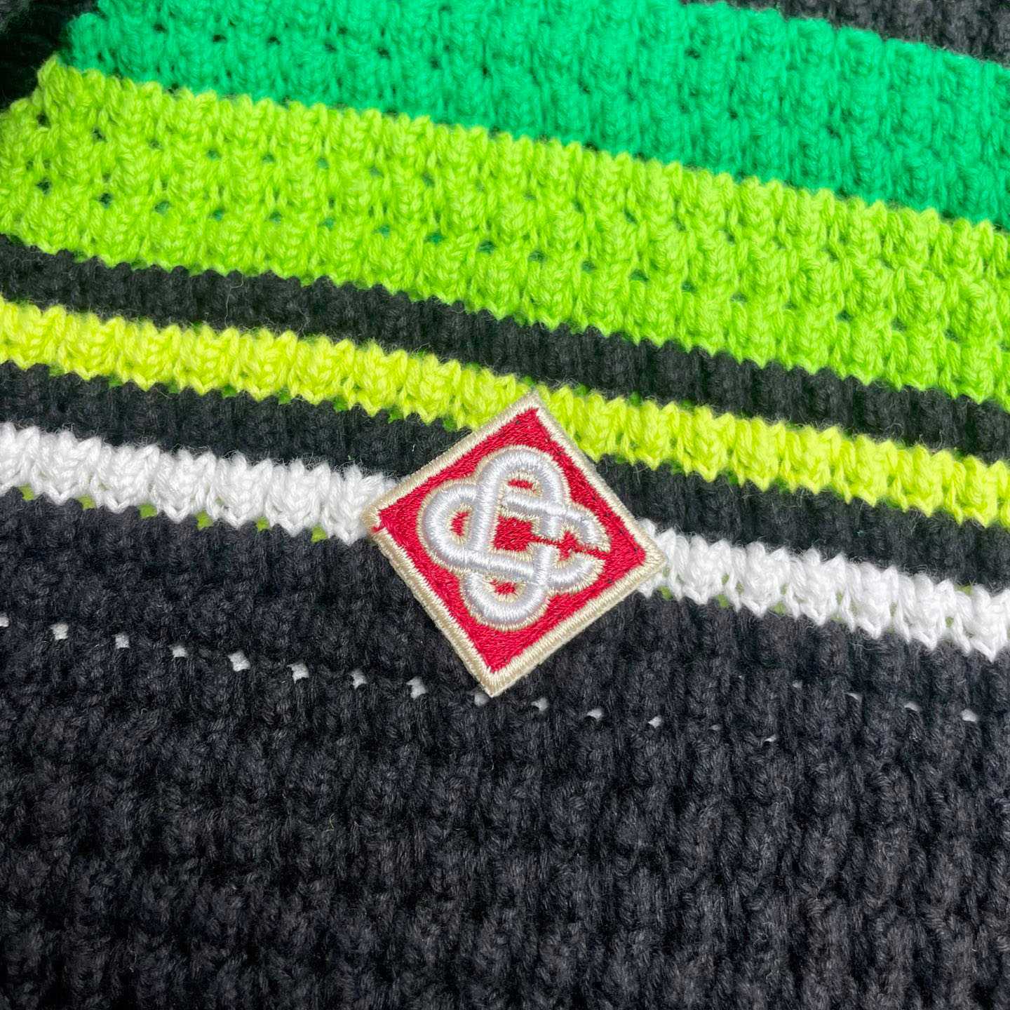 Casablanca Black & Green Striped Short Sleeve Crochet Shirt  Z6045 - DopestKickz