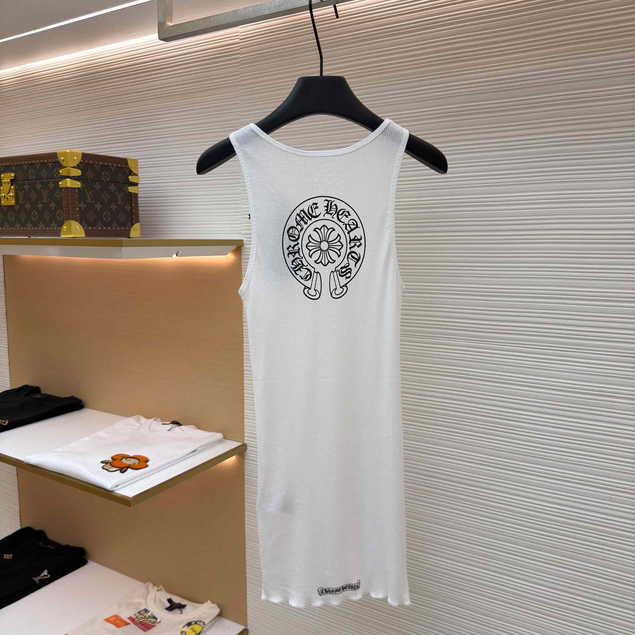 Chrome Hearts Horseshoe Logo White Tank Top - DopestKickz