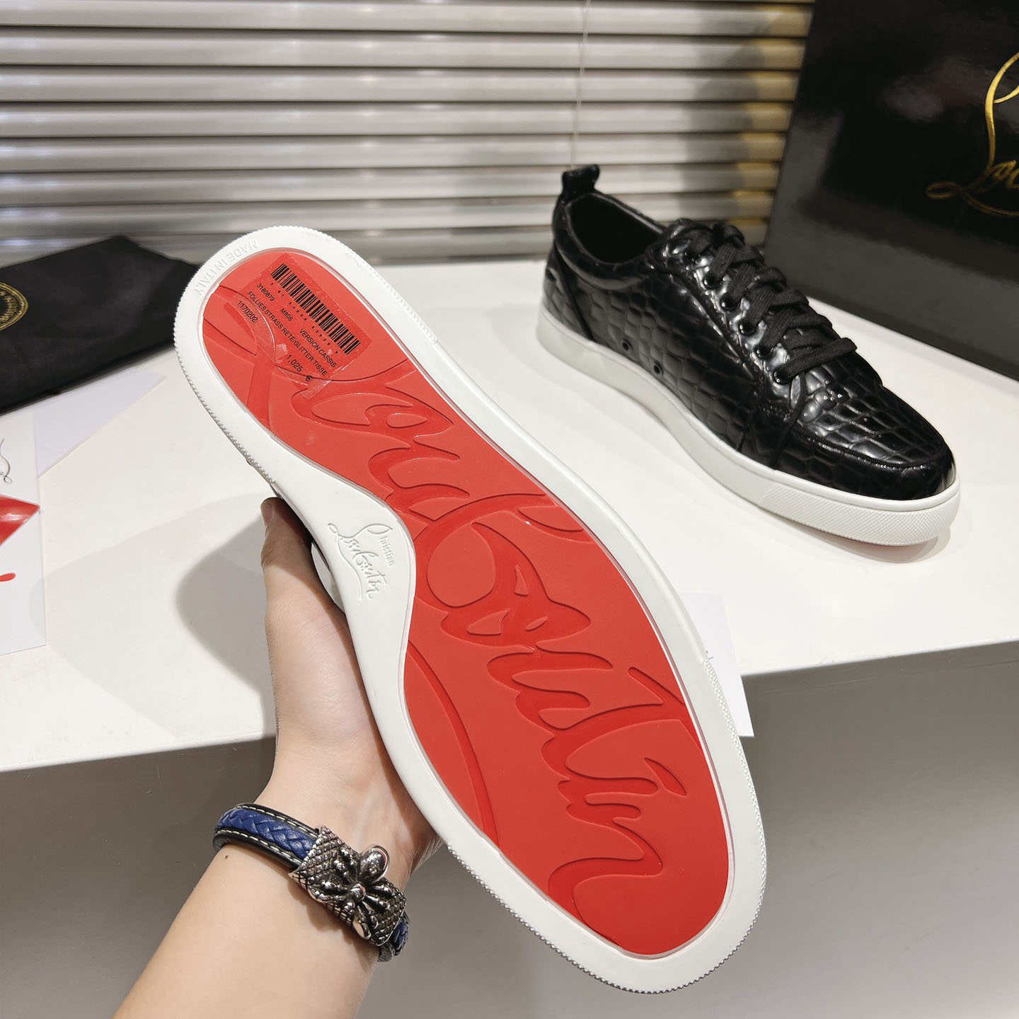 Christian Louboutin Rantulow Orlato Croc-Effect Low-Top Sneakers - DopestKickz