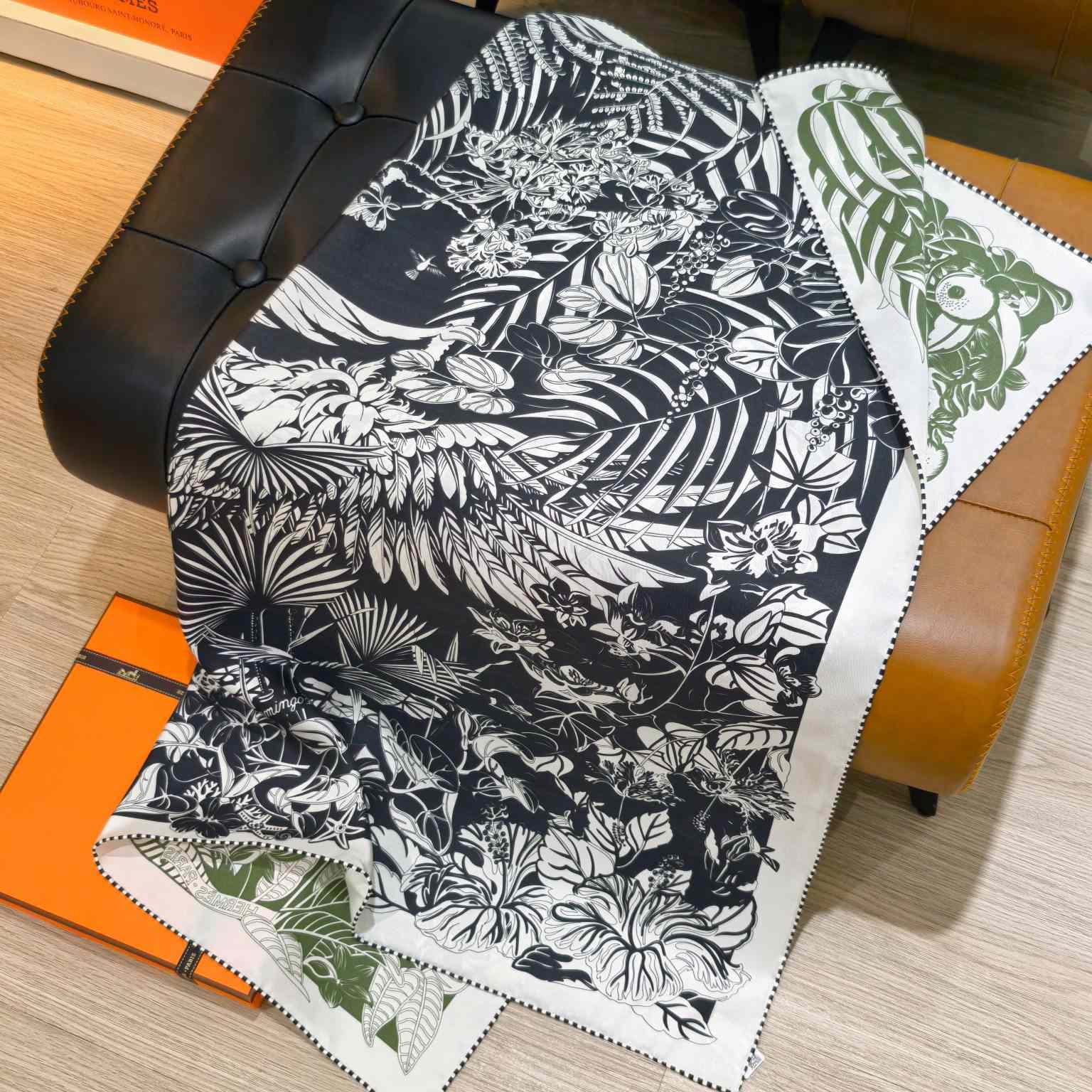 Hermes Flamingo Party Tattoo Double Face Scarf 90 - DopestKickz
