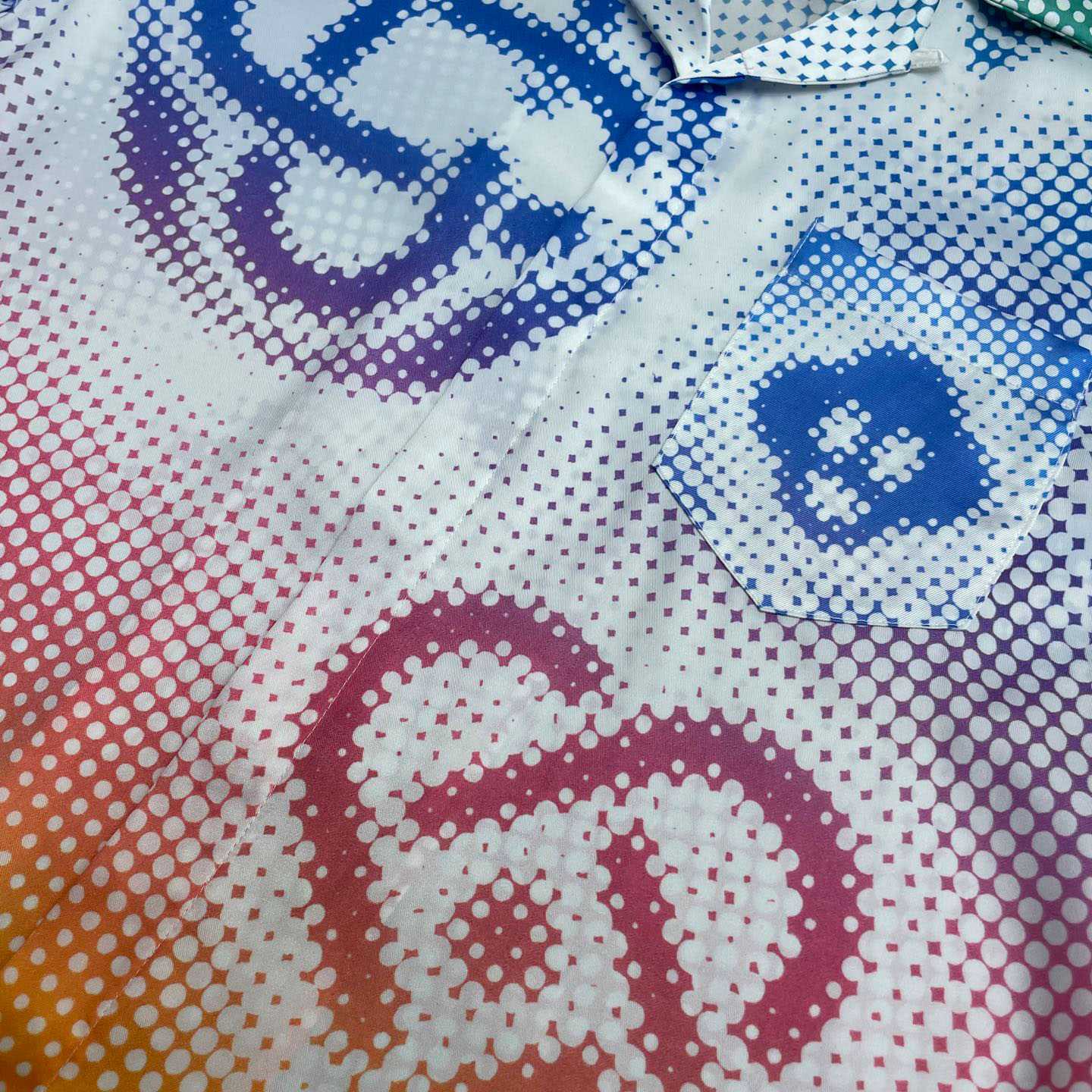 Casablanca Multicolor Halftone Logo Long Sleeve Silk Shirt CA3574 - DopestKickz