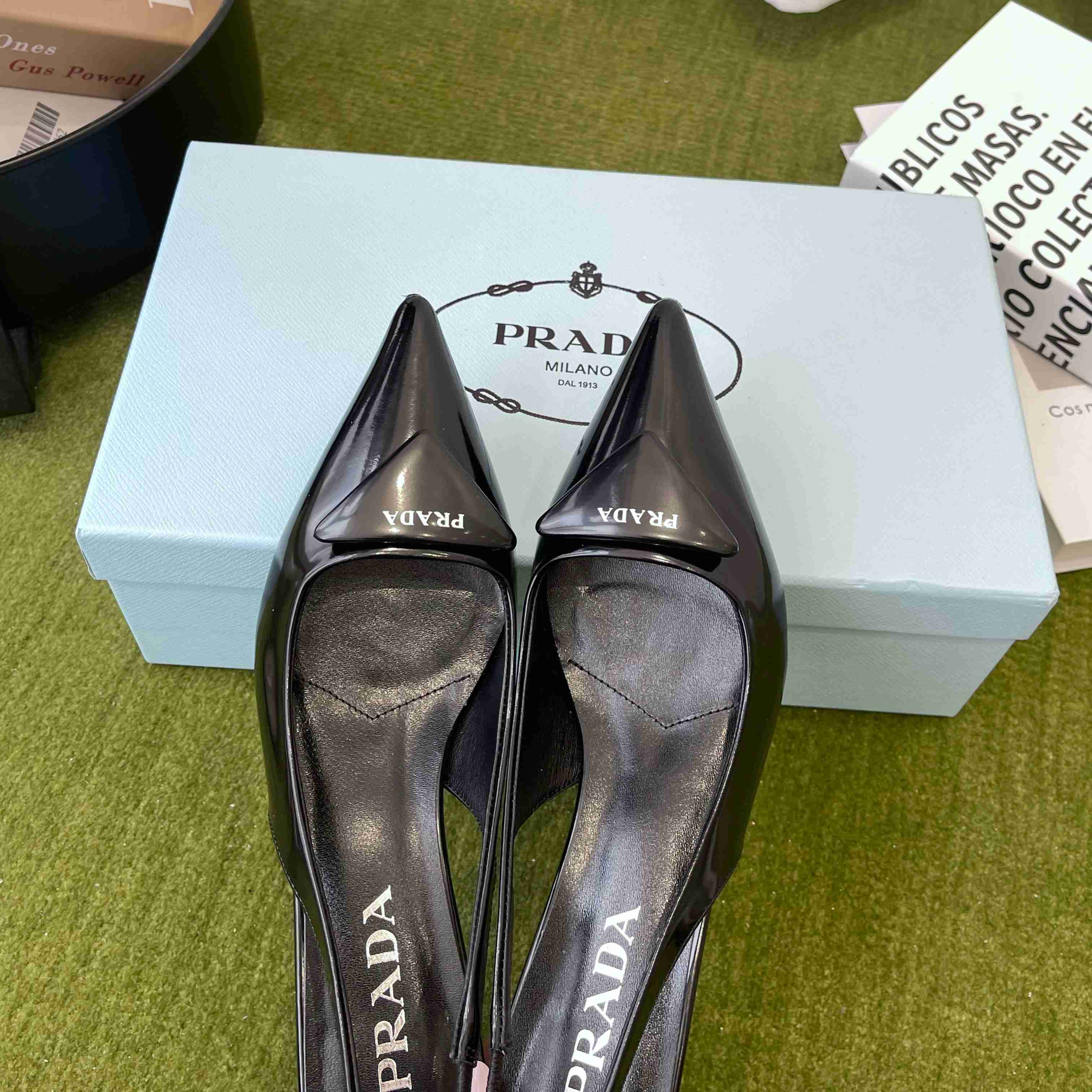 Prada Patent Leather Slingback Pumps - DopestKickz