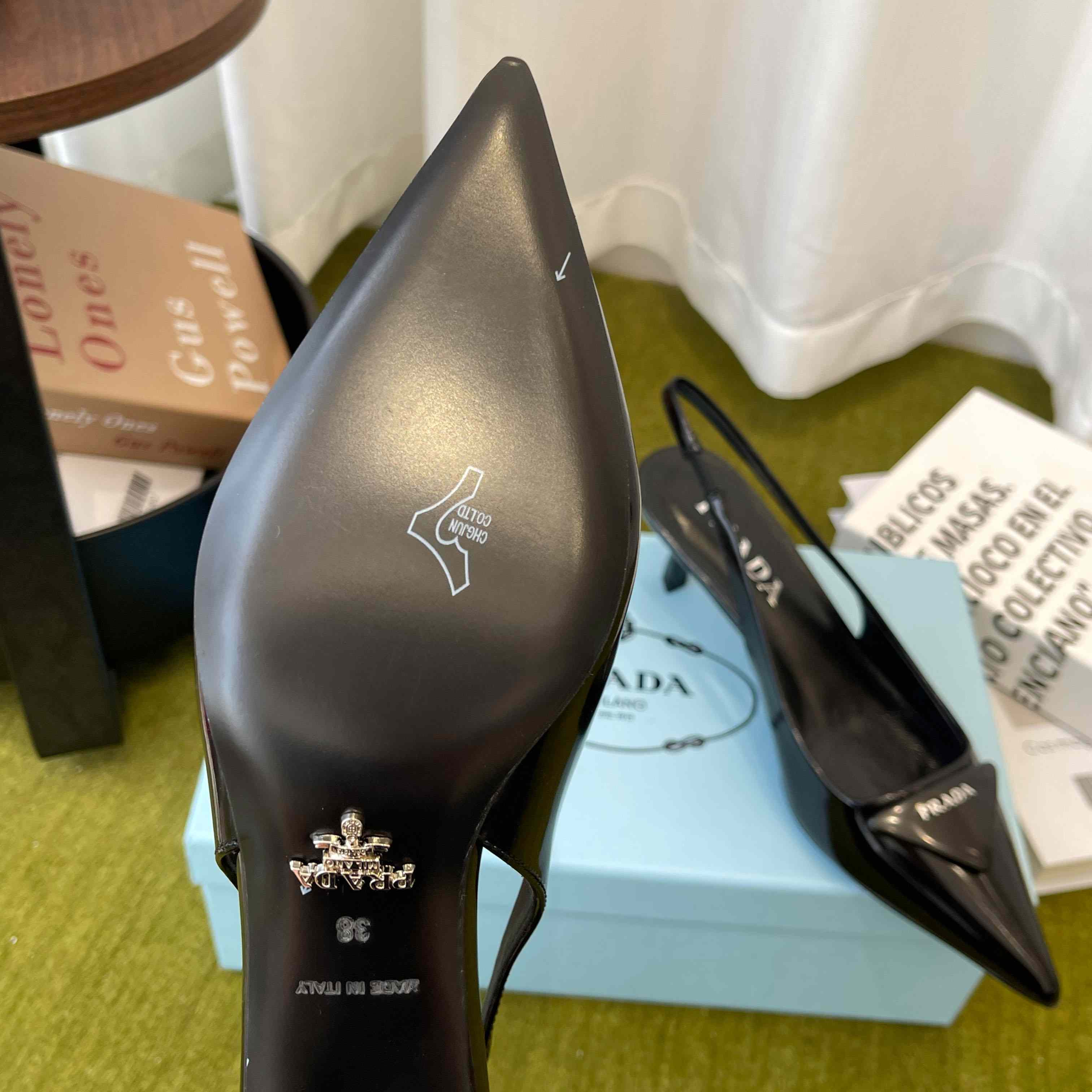 Prada Patent Leather Slingback Pumps - DopestKickz