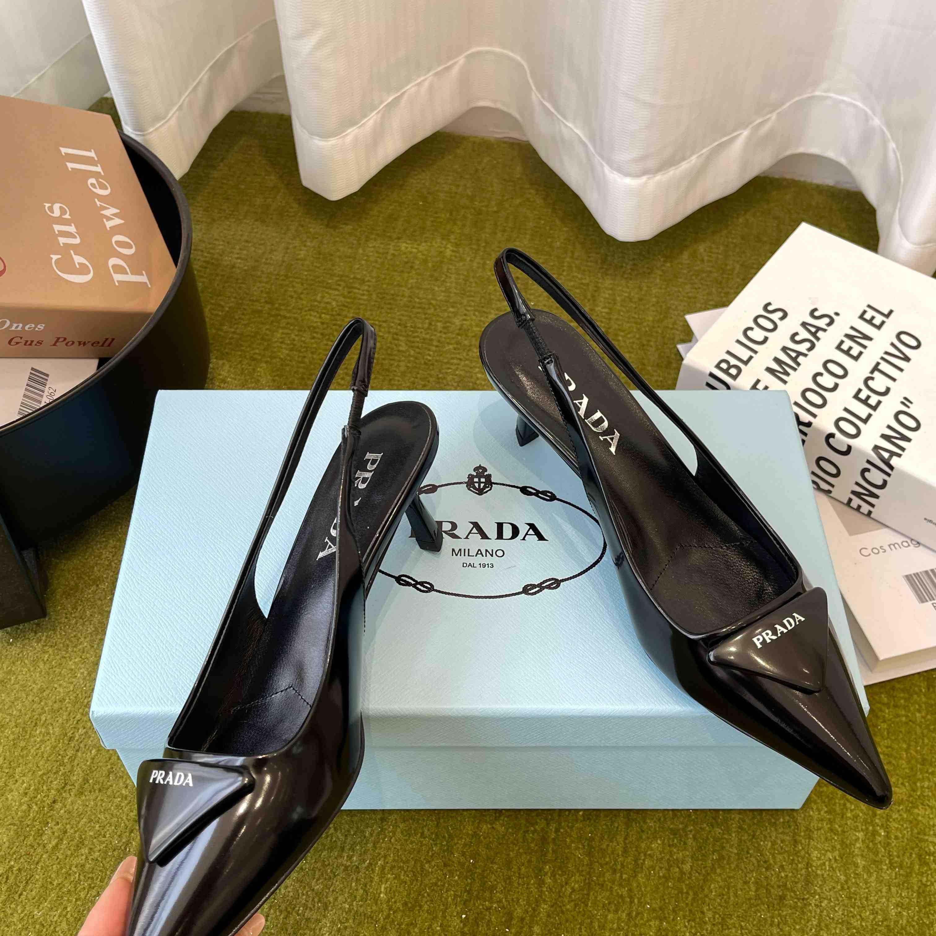 Prada Patent Leather Slingback Pumps - DopestKickz