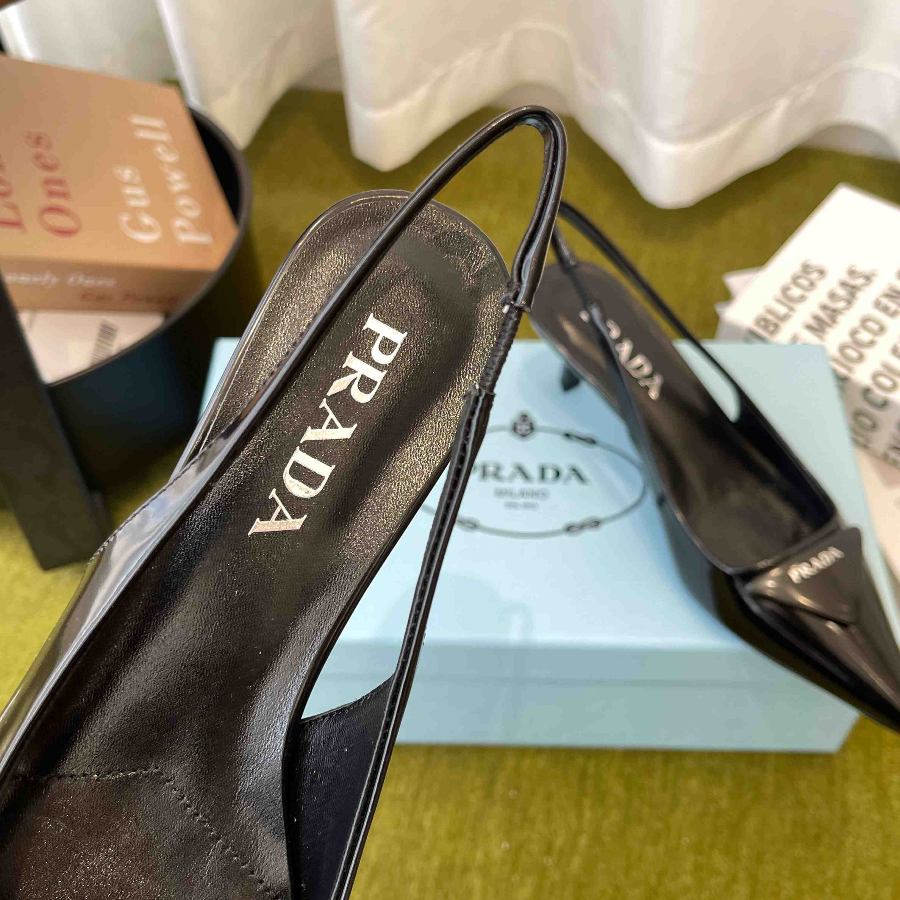 Prada Patent Leather Slingback Pumps - DopestKickz