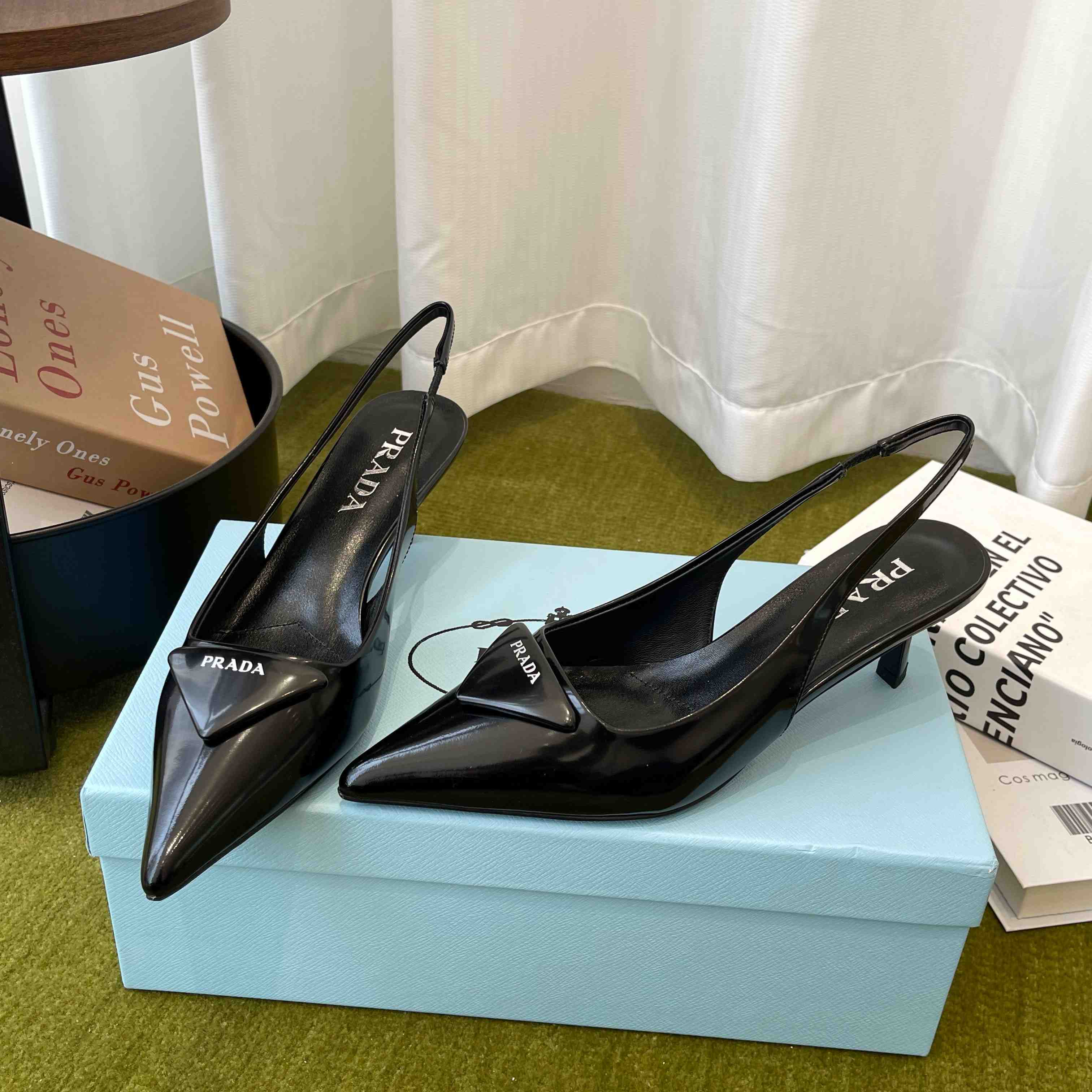 Prada Patent Leather Slingback Pumps - DopestKickz