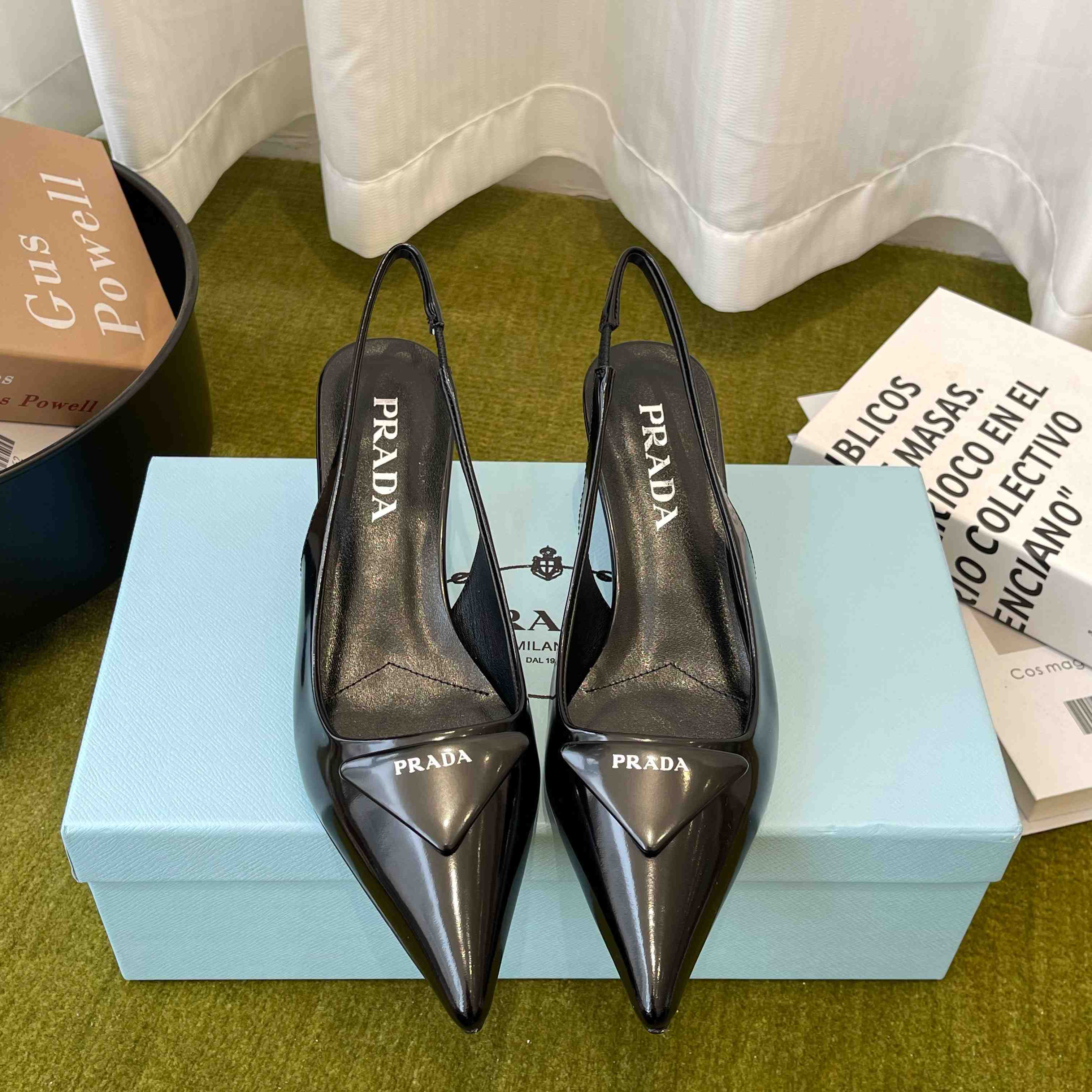 Prada Patent Leather Slingback Pumps - DopestKickz