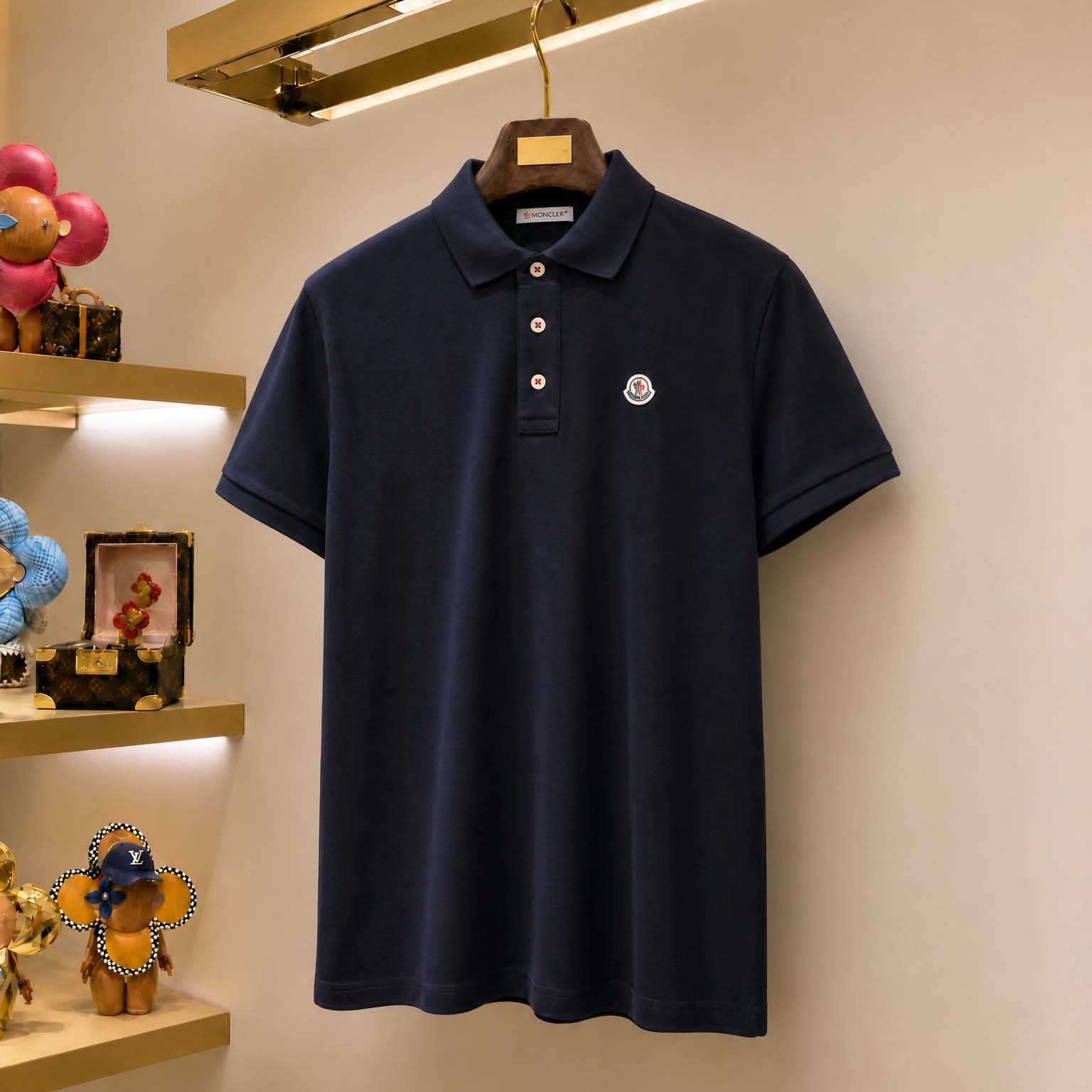Moncler Logo Patch Cotton Polo Shirt - DopestKickz