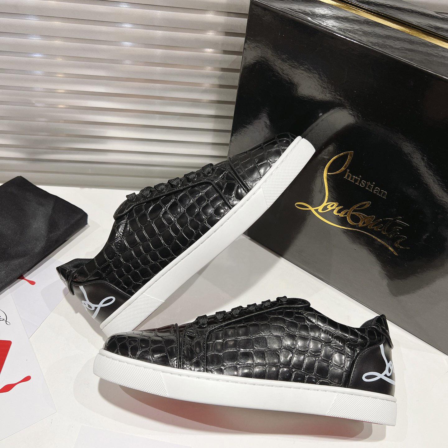 Christian Louboutin Fun Vieira Croc-Effect Leather Sneakers - DopestKickz