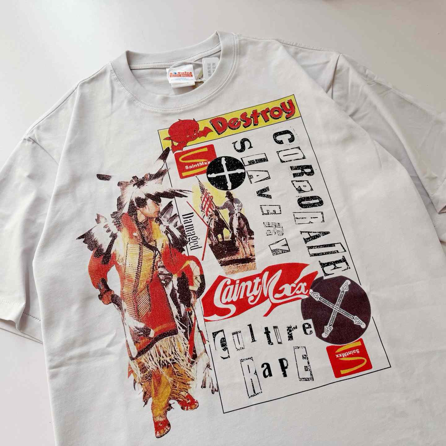 Saint Michael   'Destroy' SS T-Shirt In White - DopestKickz