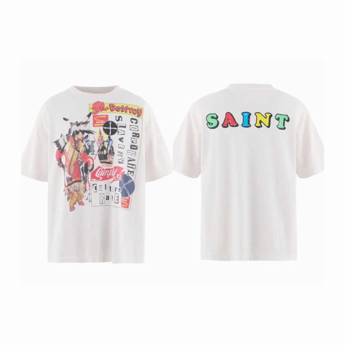 Saint Michael   'Destroy' SS T-Shirt In White - DopestKickz
