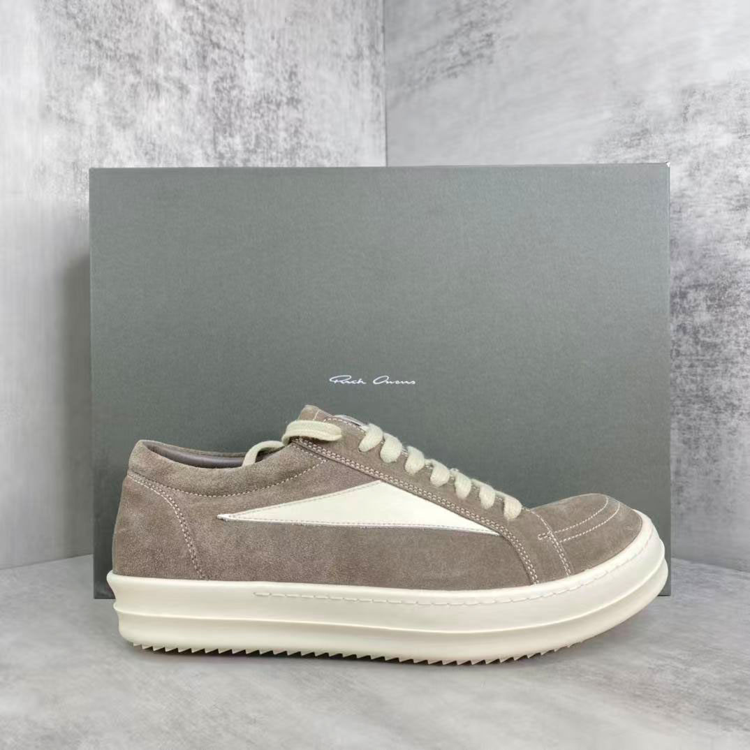 Rick Owens EDFU Suede Leather Vintage Low 'Dust Milk' - DopestKickz