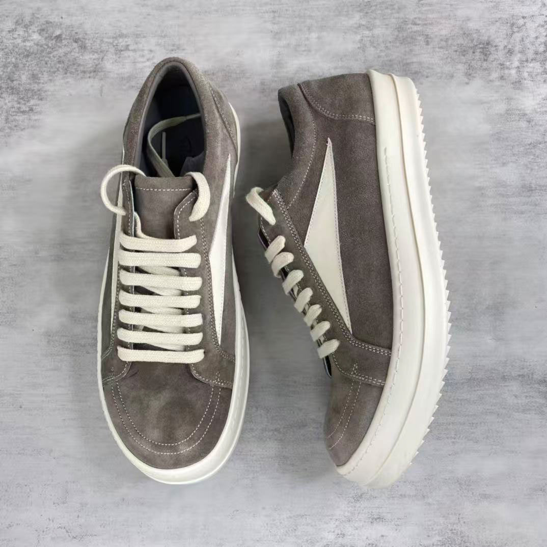 Rick Owens EDFU Suede Leather Vintage Low 'Dust Milk' - DopestKickz