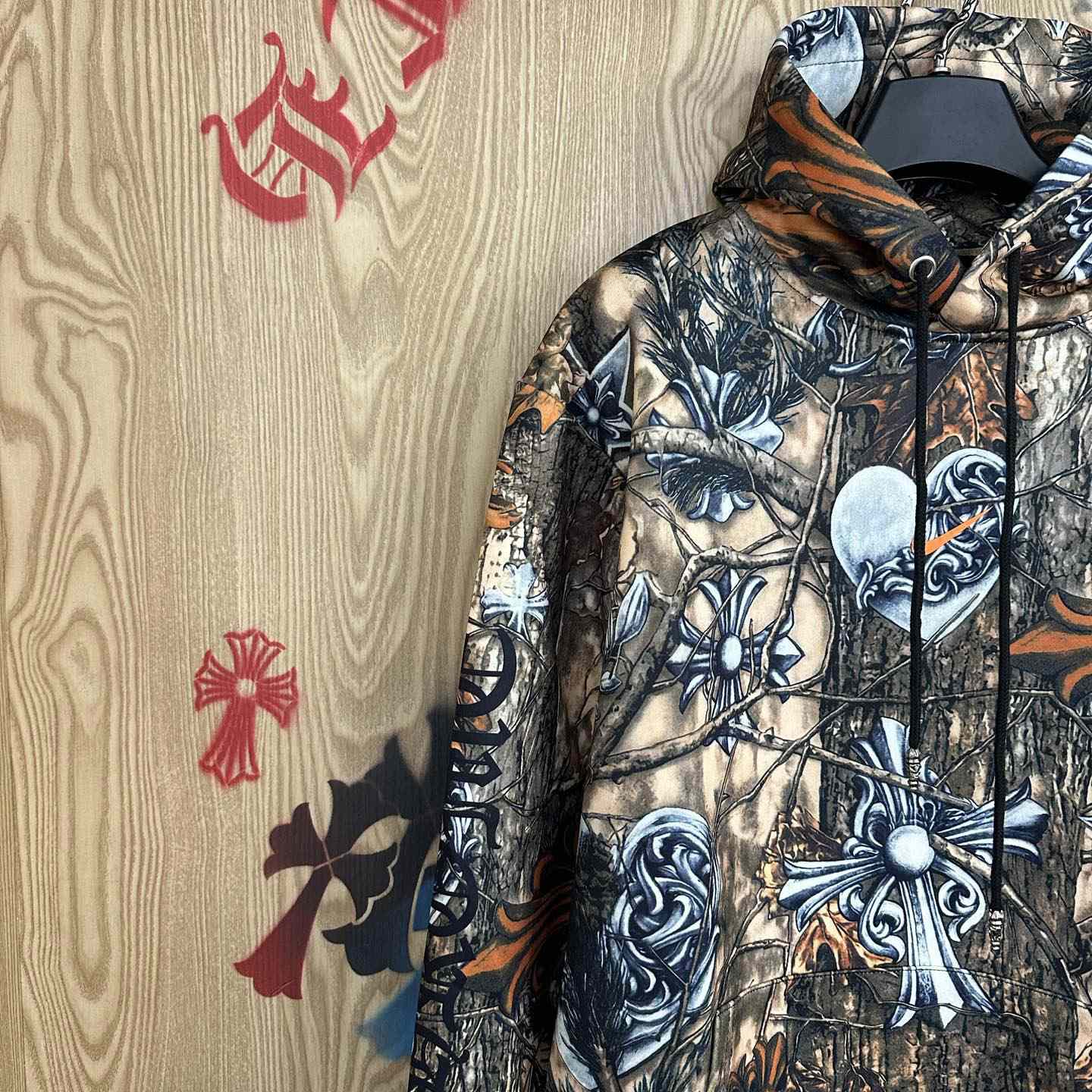 Chrome Hearts X NOCTA X Nike Cardinal Stock Fleece Hoodie 'Multi-Color/Safety Orange' - DopestKickz