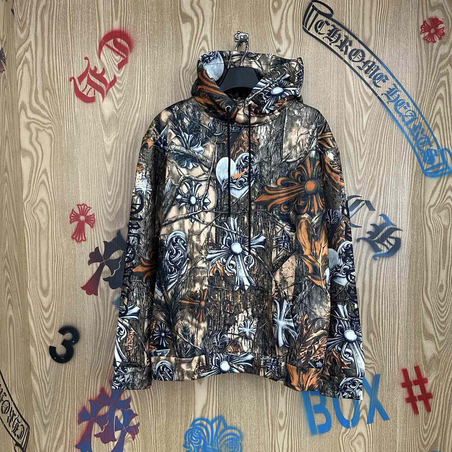 Chrome Hearts X NOCTA X Nike Cardinal Stock Fleece Hoodie 'Multi-Color/Safety Orange' - DopestKickz