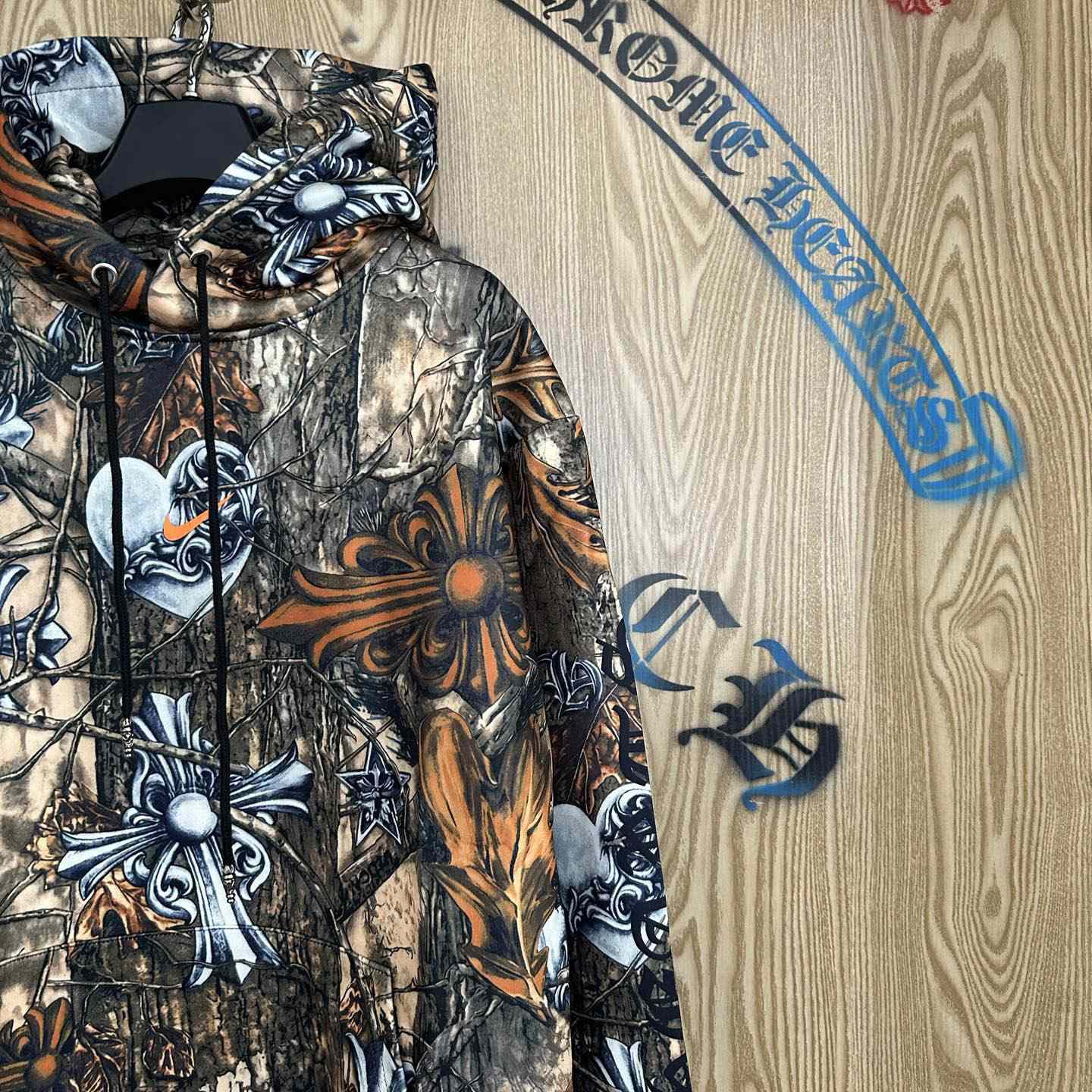 Chrome Hearts X NOCTA X Nike Cardinal Stock Fleece Hoodie 'Multi-Color/Safety Orange' - DopestKickz