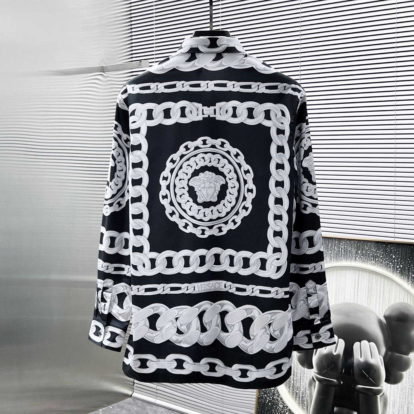 Versace Black Medusa Chains Silk Shirt - DopestKickz