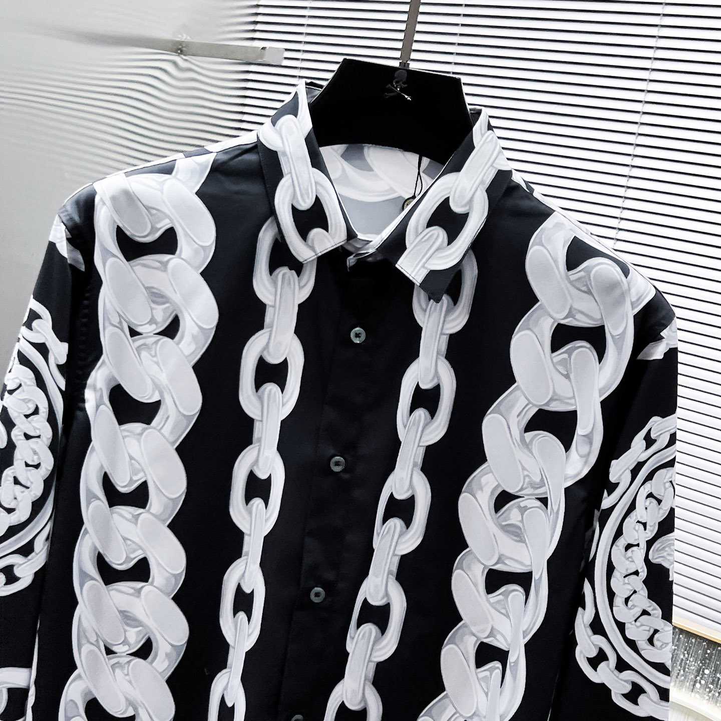 Versace Black Medusa Chains Silk Shirt - DopestKickz