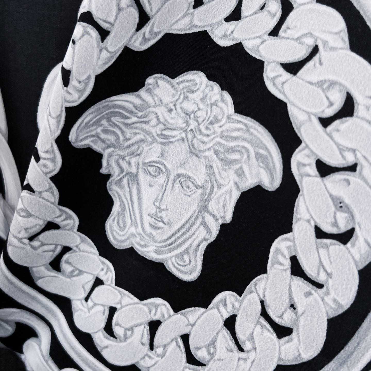 Versace Black Medusa Chains Silk Shirt - DopestKickz