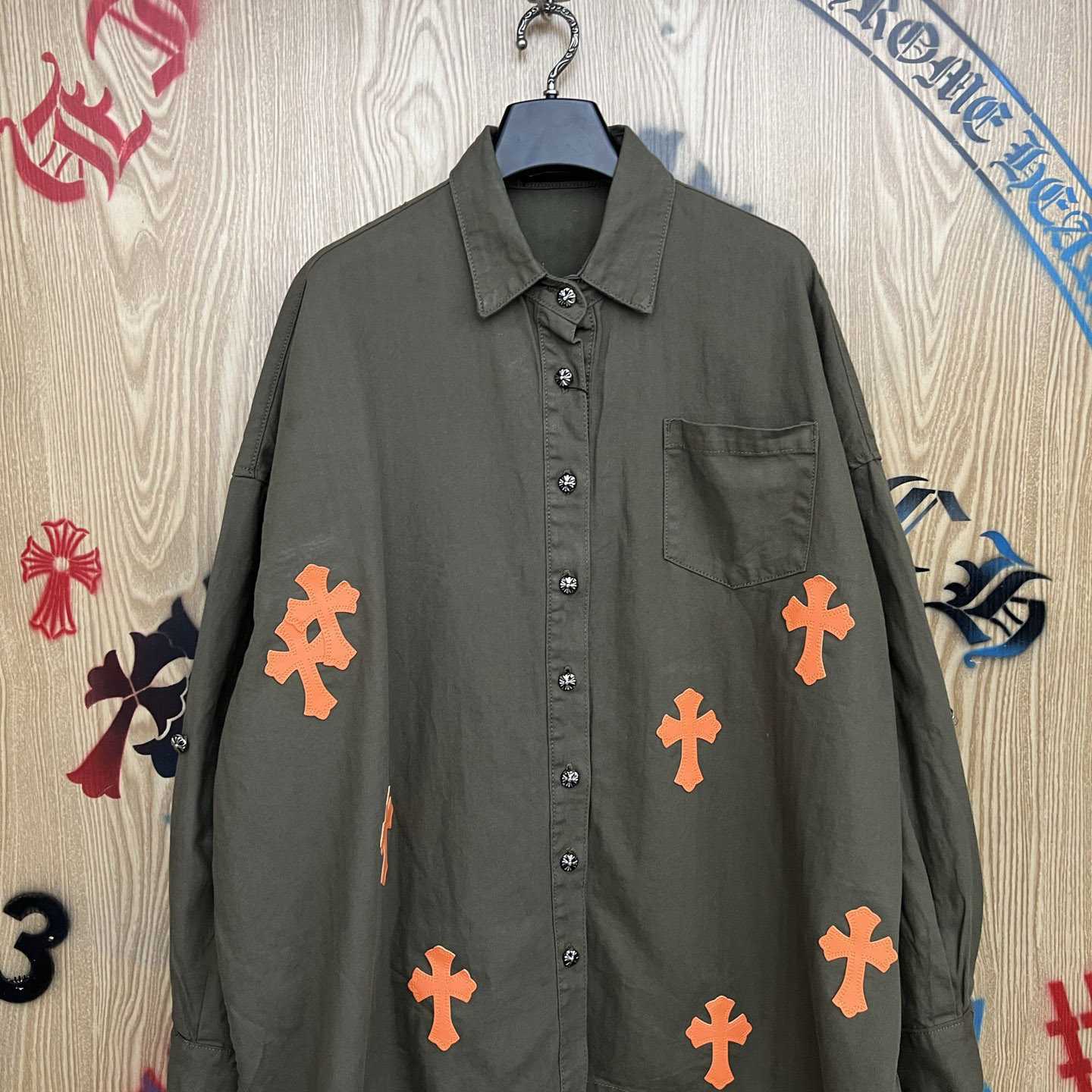 Chrome Hearts  Oversized Cross Patch Shirt - DopestKickz